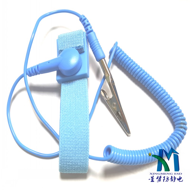 防静电手腕带 蓝色PU白纱防静电手腕带